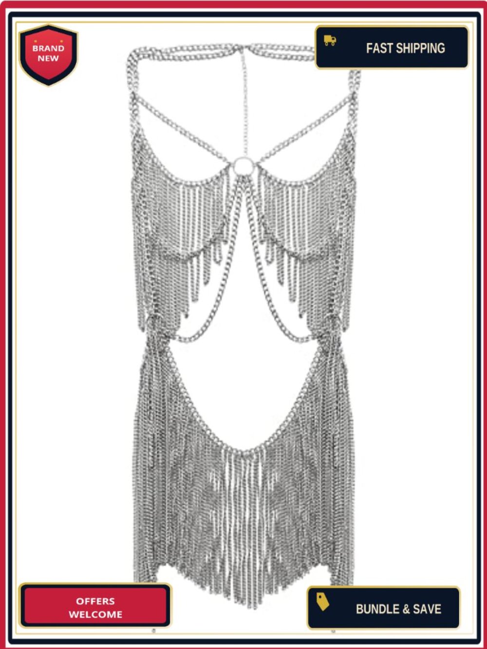 Rhinestone Metal Body Chain Adjustable Suit Accessory